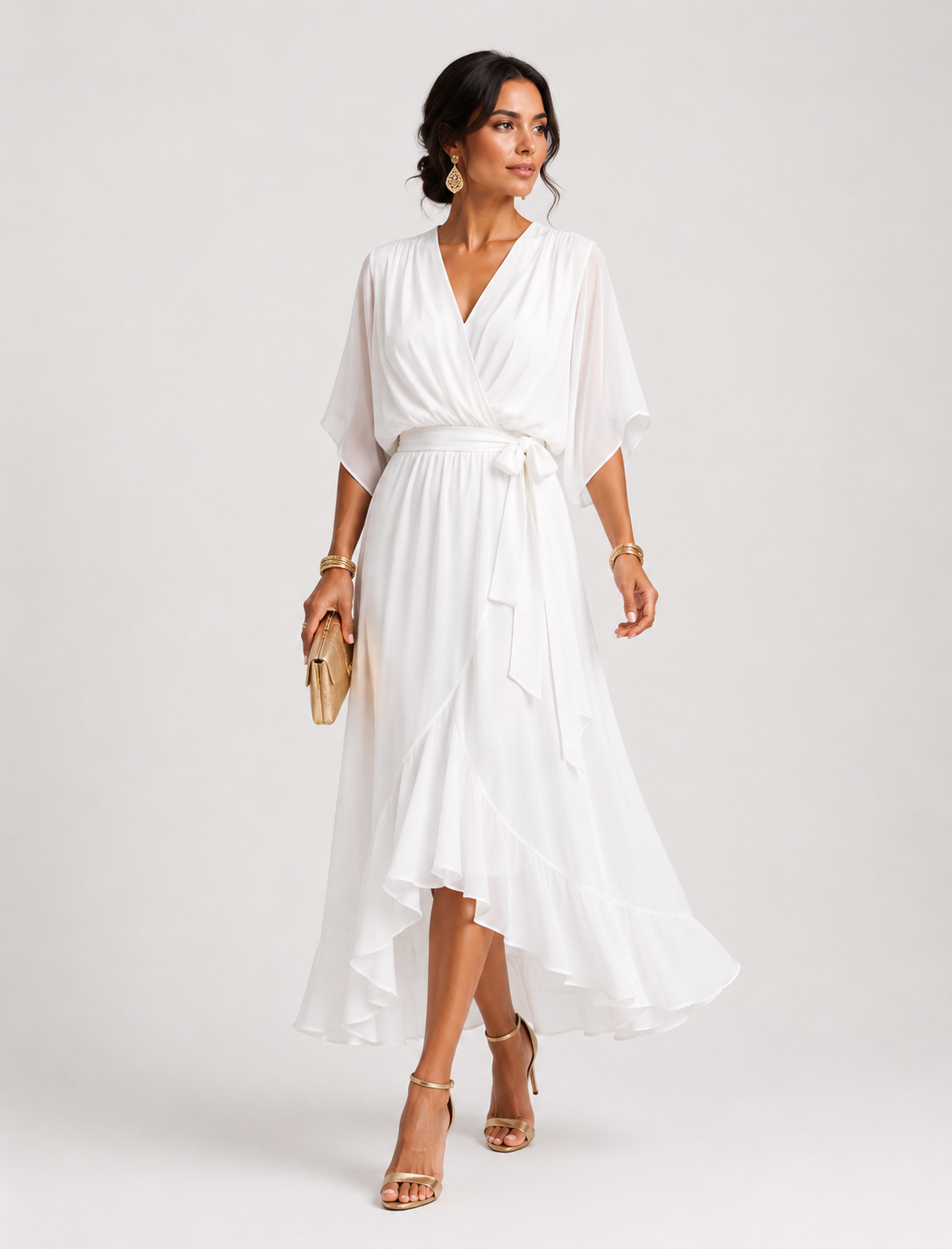 Selina – Chiffonkleid mit V-Ausschnitt