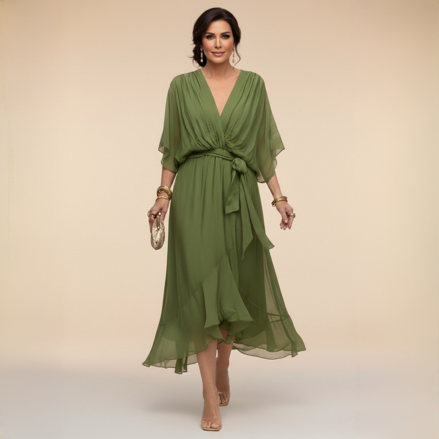 Selina – Chiffonkleid mit V-Ausschnitt