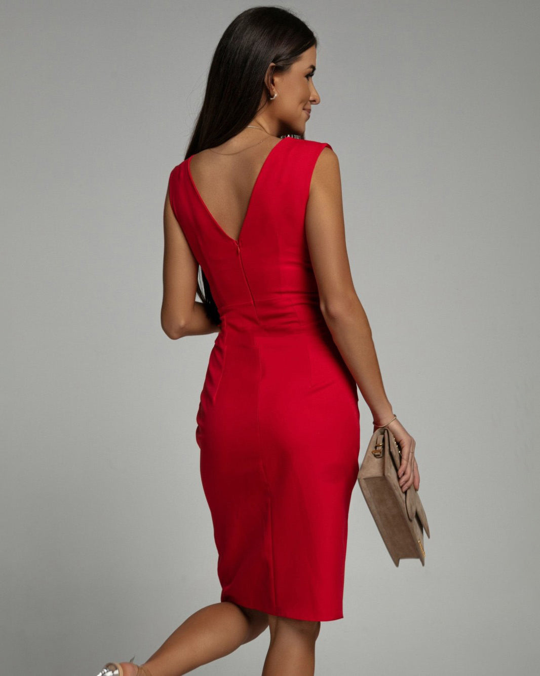 Alina | Damenkleid mit V-Ausschnitt und Schlitz
