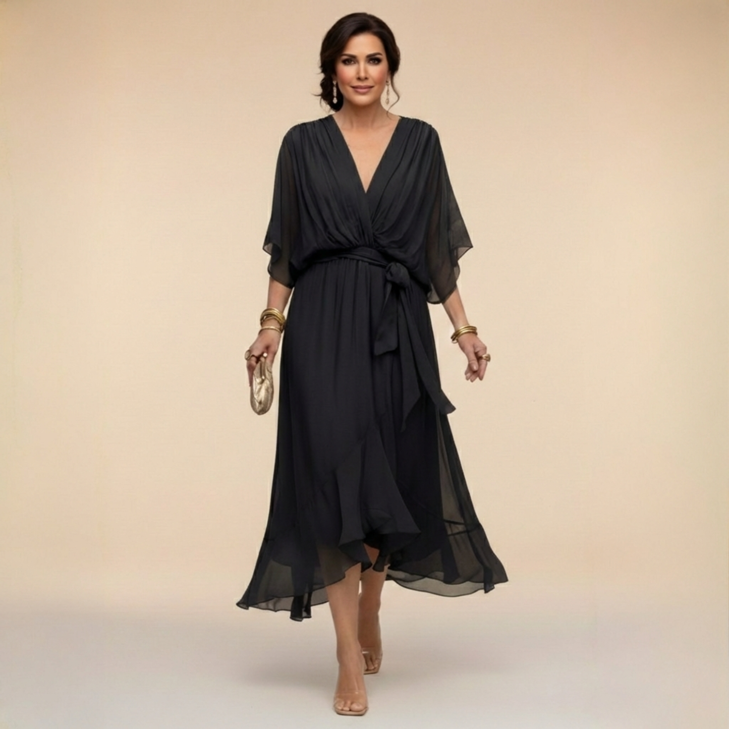 Selina – Chiffonkleid mit V-Ausschnitt