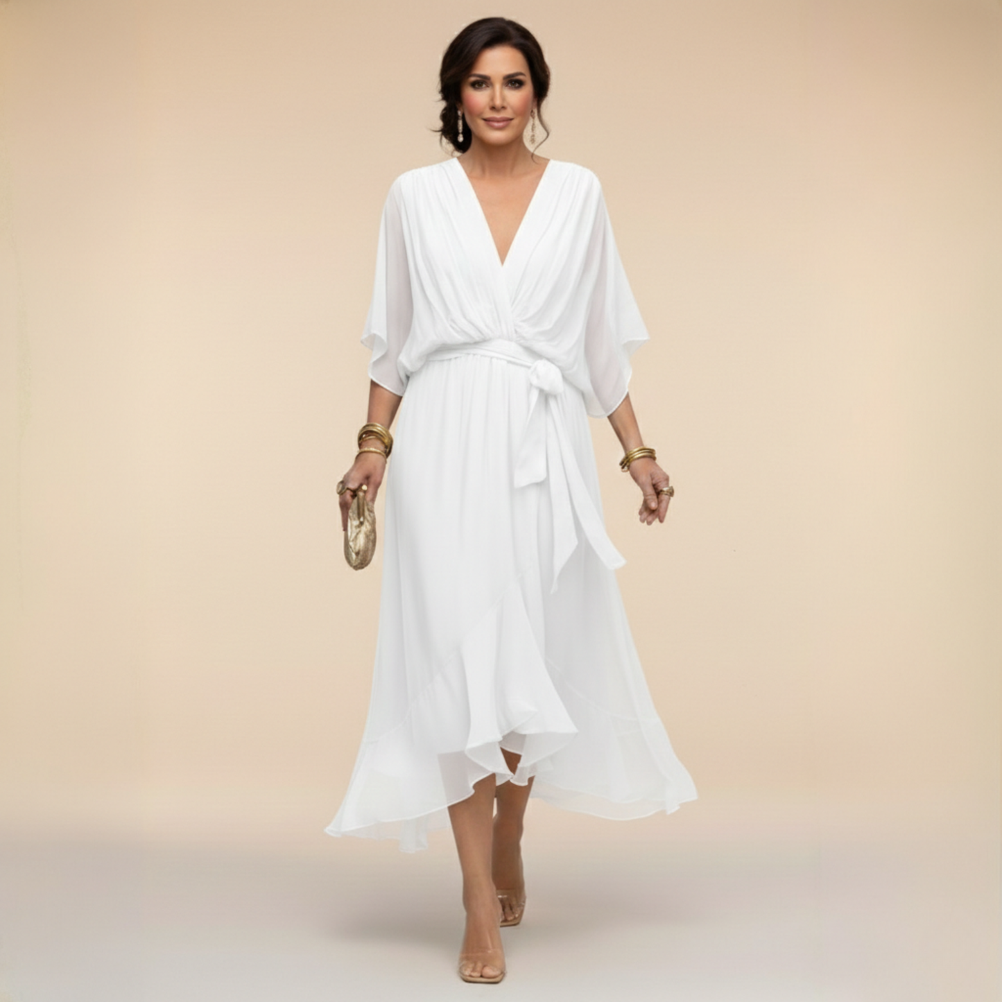 Selina – Chiffonkleid mit V-Ausschnitt