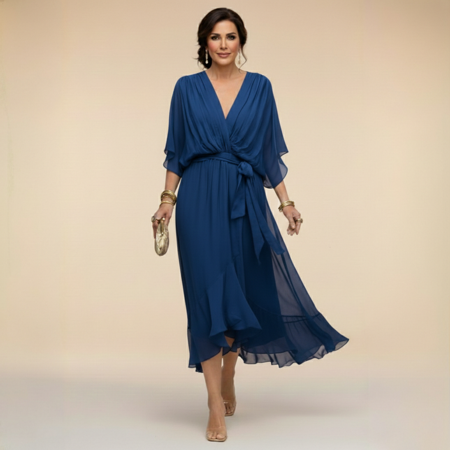 Selina – Chiffonkleid mit V-Ausschnitt