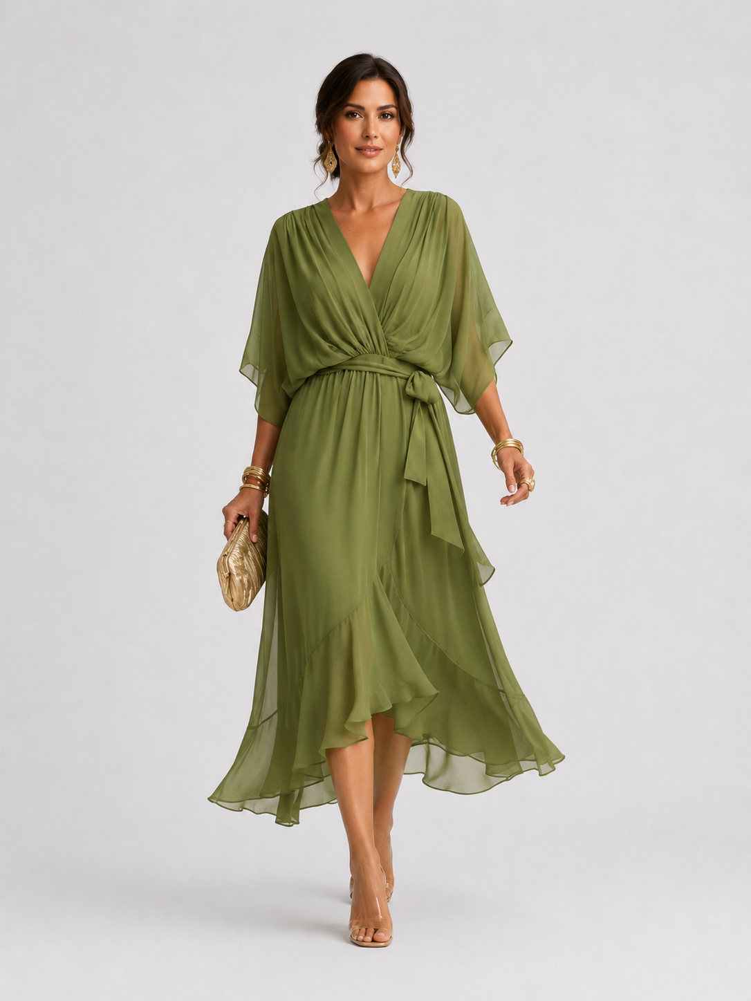 Selina – Chiffonkleid mit V-Ausschnitt
