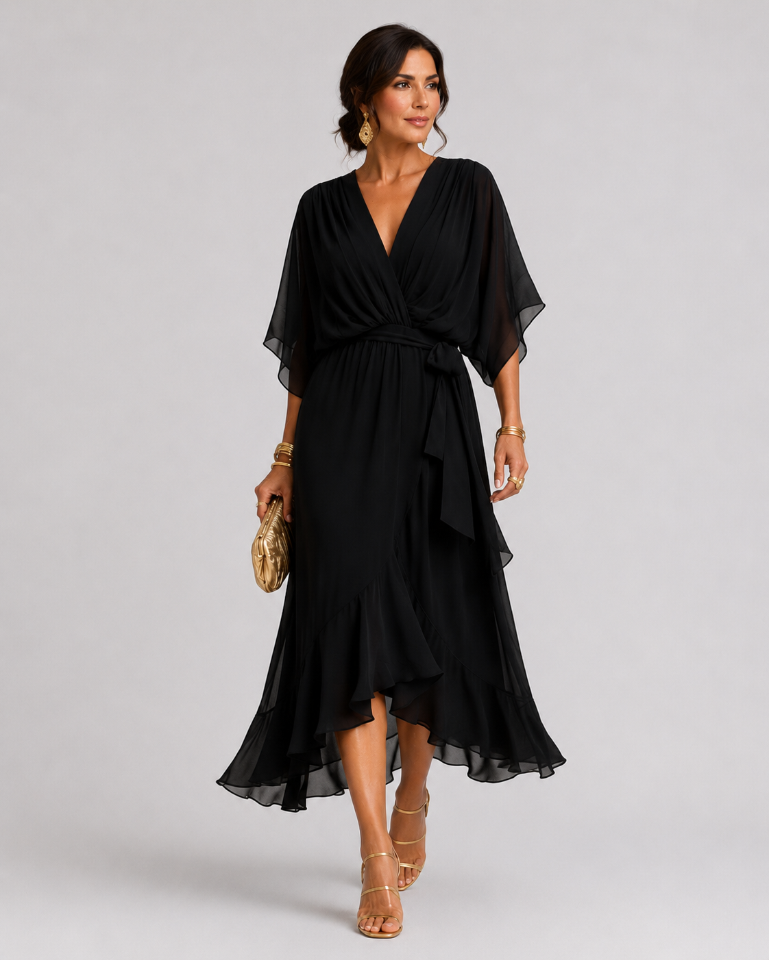 Selina – Chiffonkleid mit V-Ausschnitt