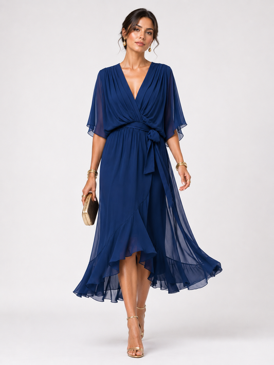 Selina – Chiffonkleid mit V-Ausschnitt