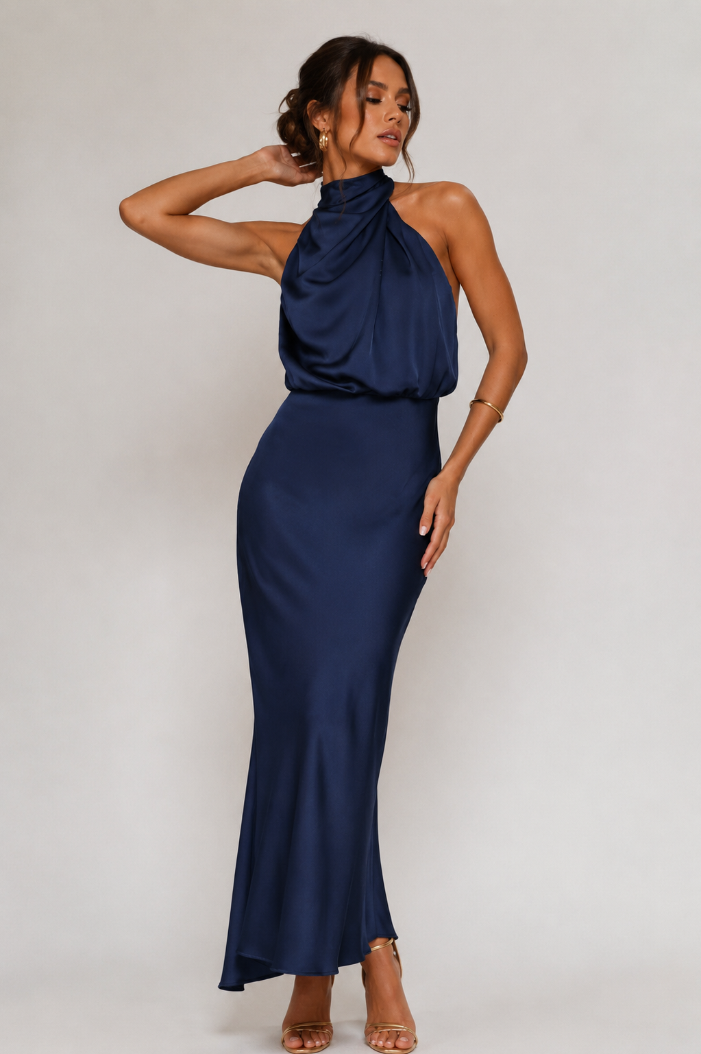 Flavia | Glamouröses Satin-Halterkleid für Damen